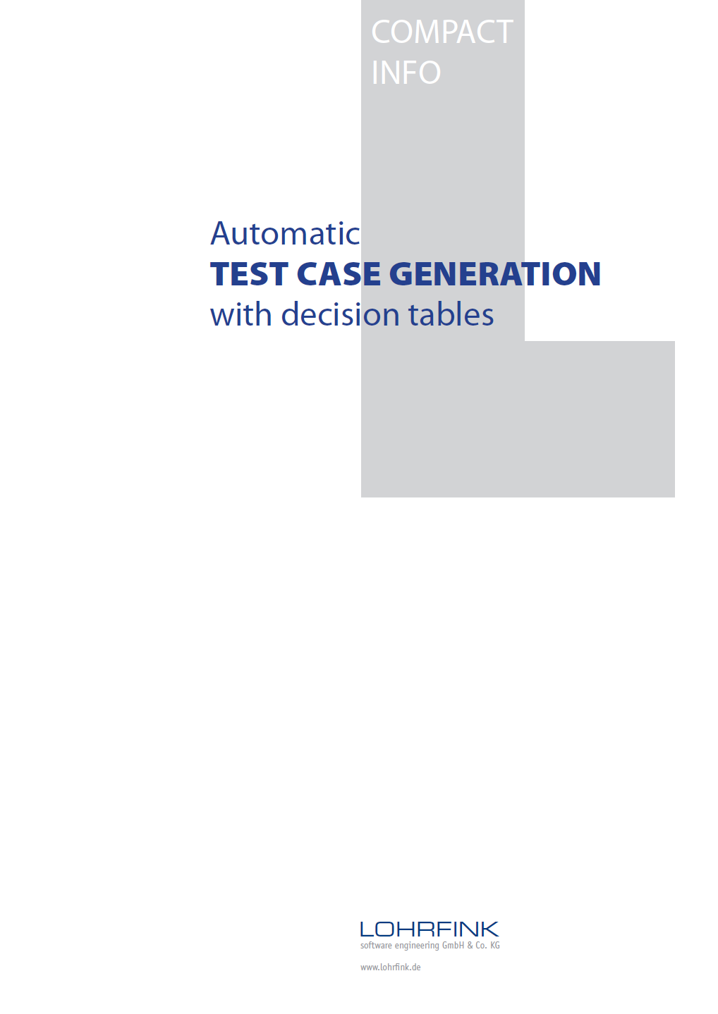 Compact-Info: Automatic test case generation with Decision Tables